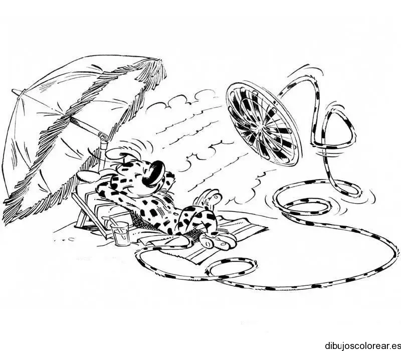 Dibujo de Marsupilami tomando el sol