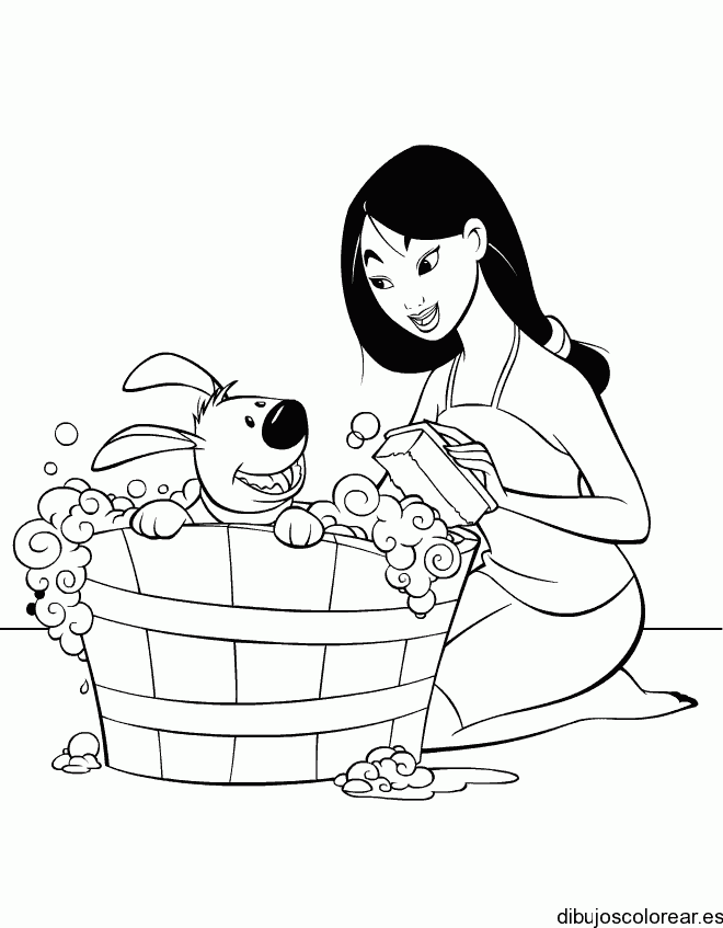Dibujo de chica con un perro