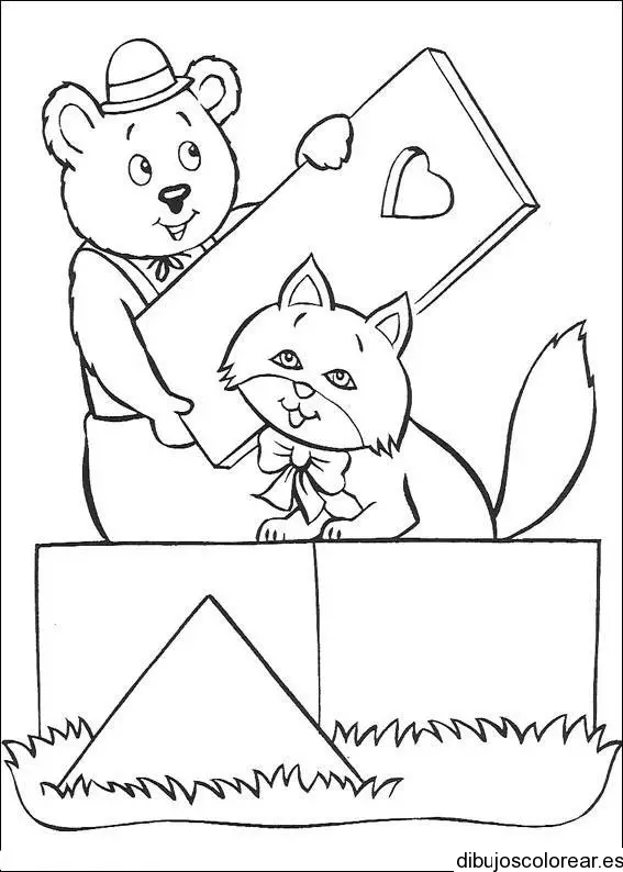 Dibujo de un oso y un gato