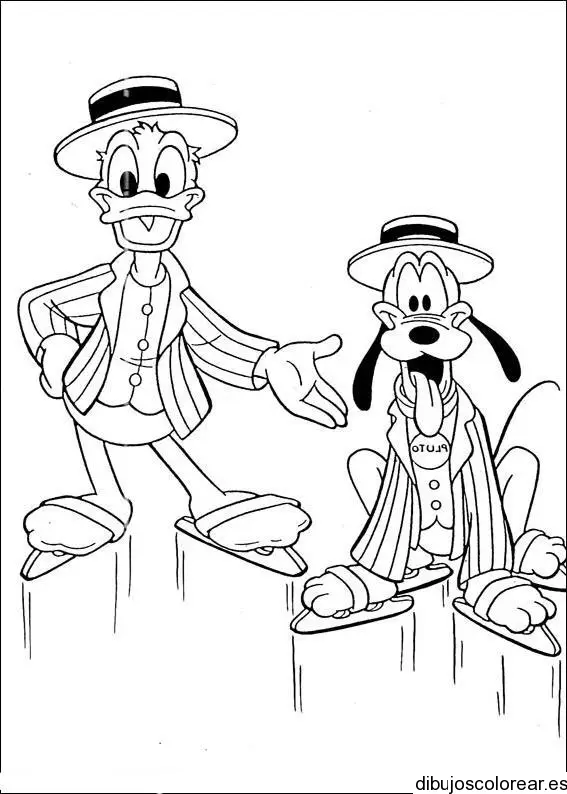 Dibujo del Pato Donald y pluto