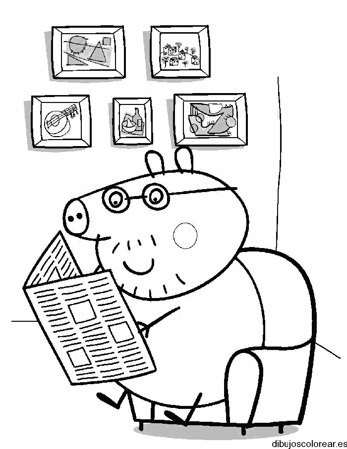 Dibujo de un cerdito leyendo
