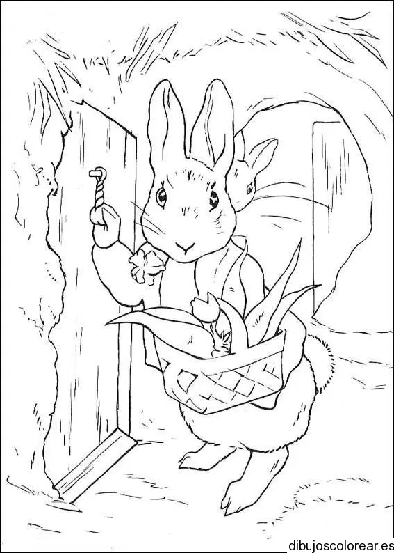 Dibujo de un conejo con una cesta
