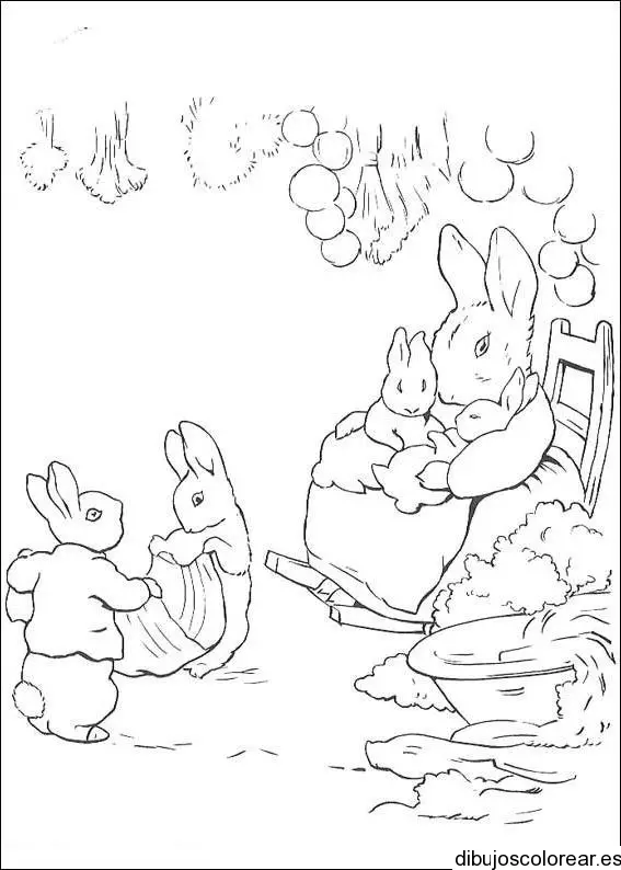 Dibujo de una familia de conejos