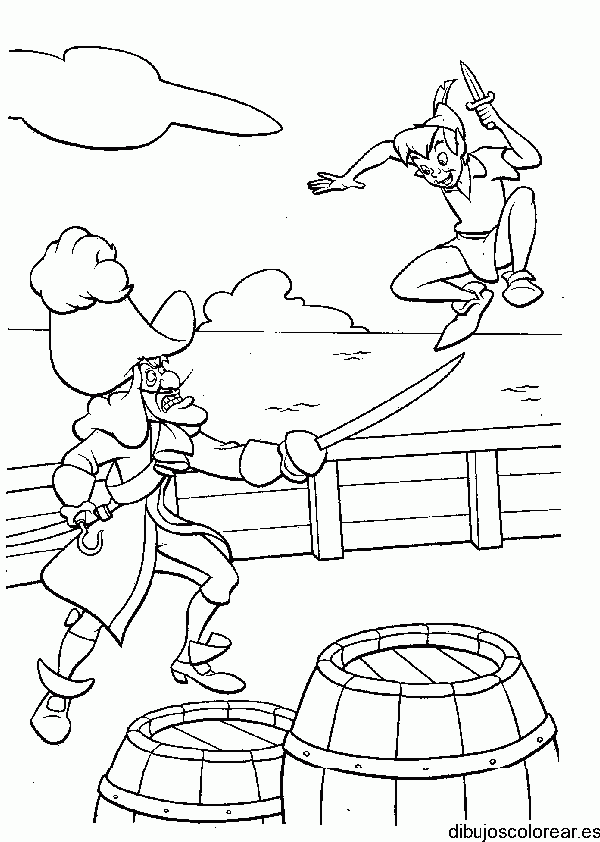 Dibujo de Peter pan y el Capitán Garfio