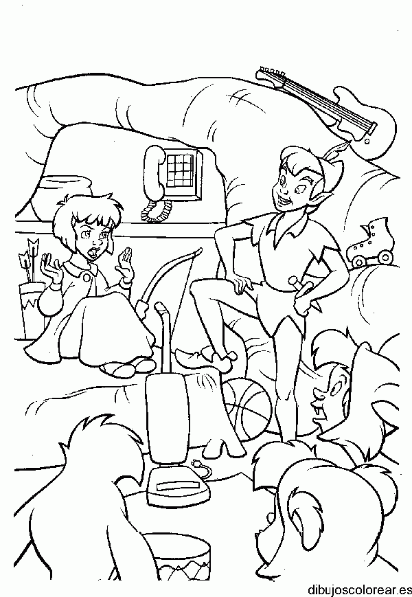 Dibujo de Peter Pan y sus amigos