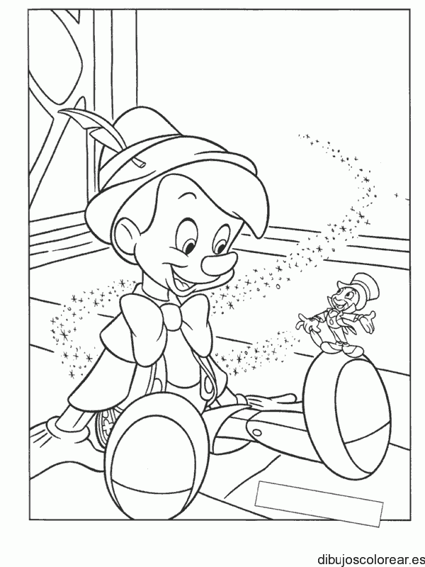 Dibujo de Pinocho y Pepe Grillo charlando