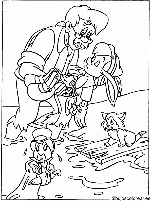 Dibujo de Gepetto y Pinocho