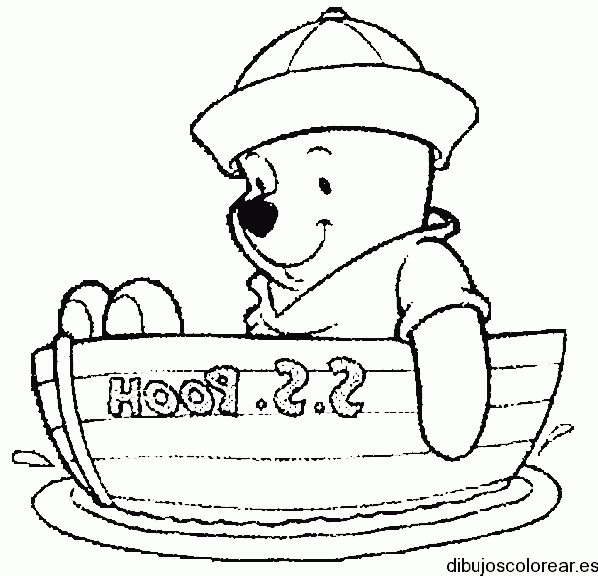 Dibujo de Winnie Poh en un barquito
