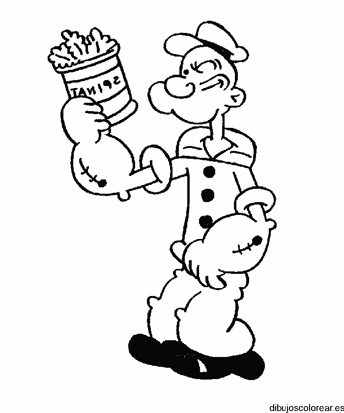 Dibujo de Popeye con una lata de espinacas