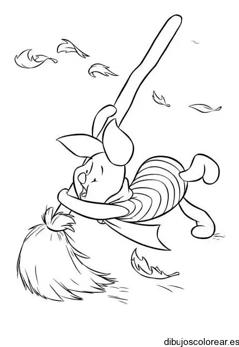 Dibujo de Pliget con una escoba