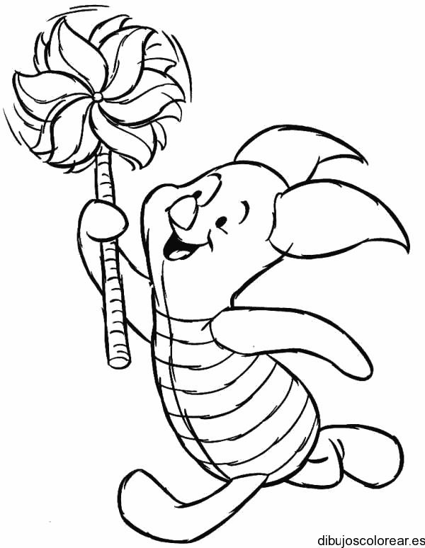 Dibujo de Piglet con un juguete