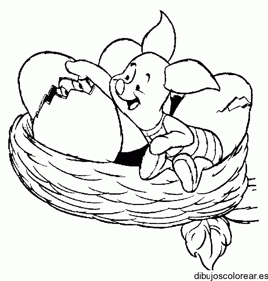 Dibujo de Piglet en un nido