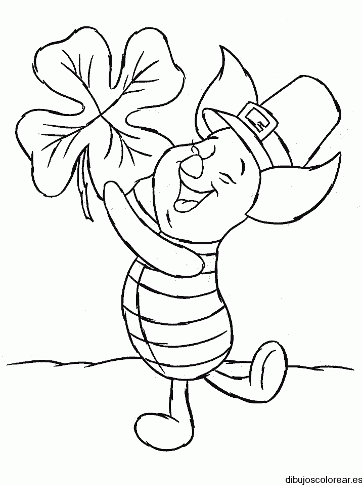 Dibujo de Piglet y un trébol