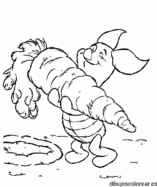 Dibujo de Piglet y una zanahoria