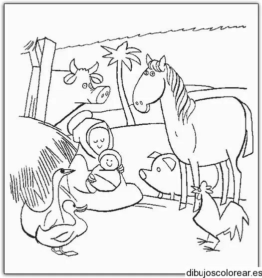 Dibujo de niño Jesús en el pesebre