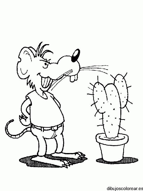 Dibujo de un ratón y un cactus