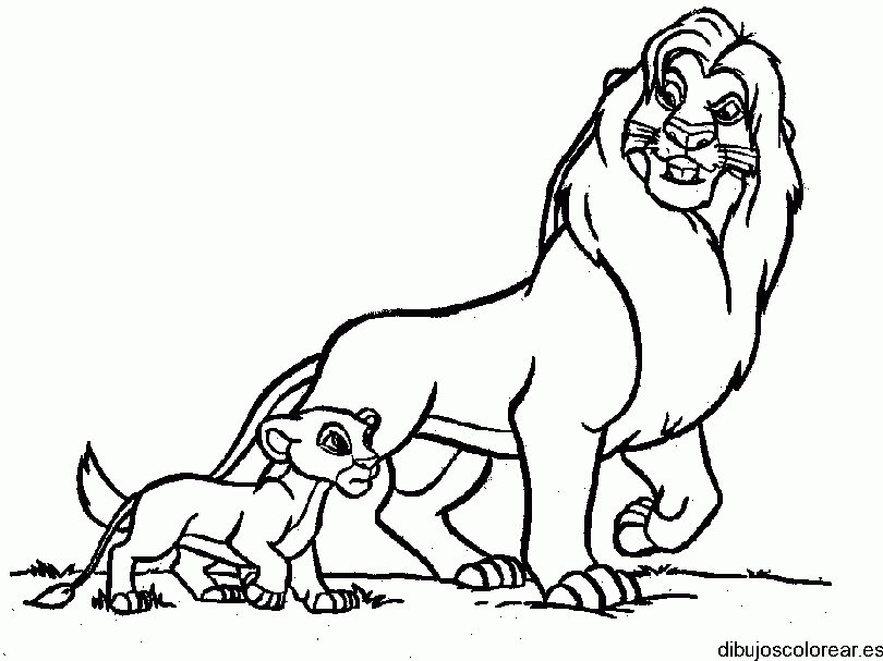 Dibujo de un león y un cachorro