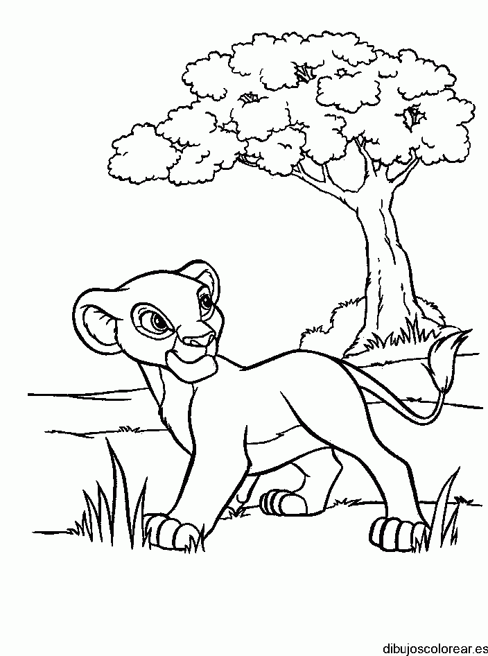 Dibujo de Simba en el bosque