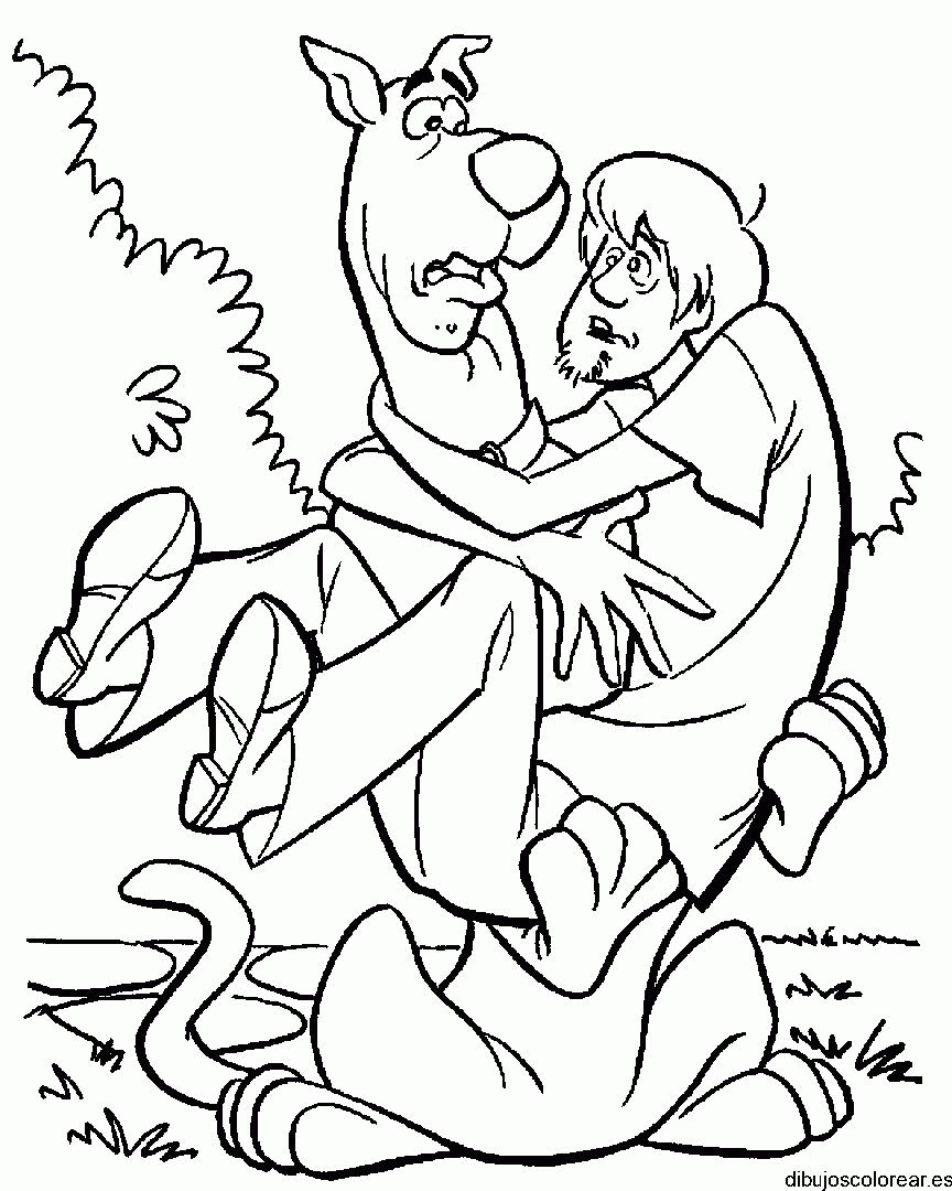 Dibujo de Scooby Doo con Shaggy en brazos