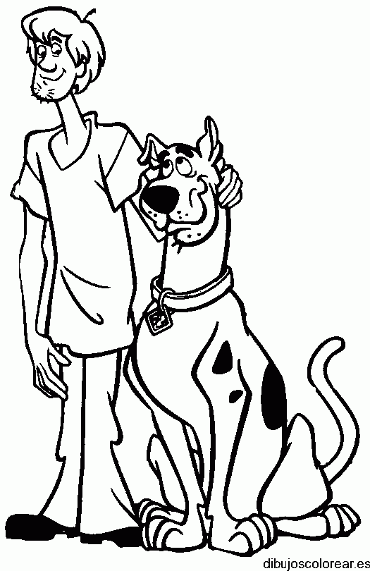 Dibujo de Shaagy abrazando a Scooby Doo