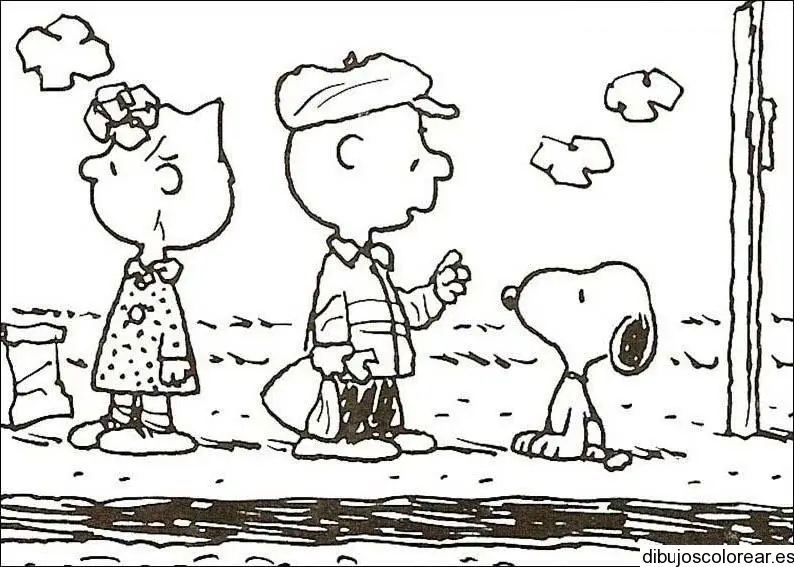 Dibujo de Charlie Brown charlando con Snoopy