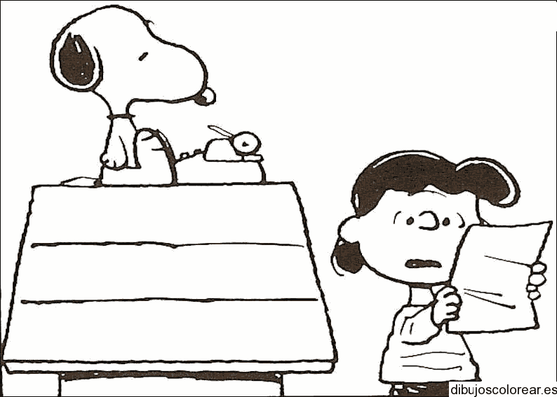 Dibujo de Snoopy en máquina de escribir