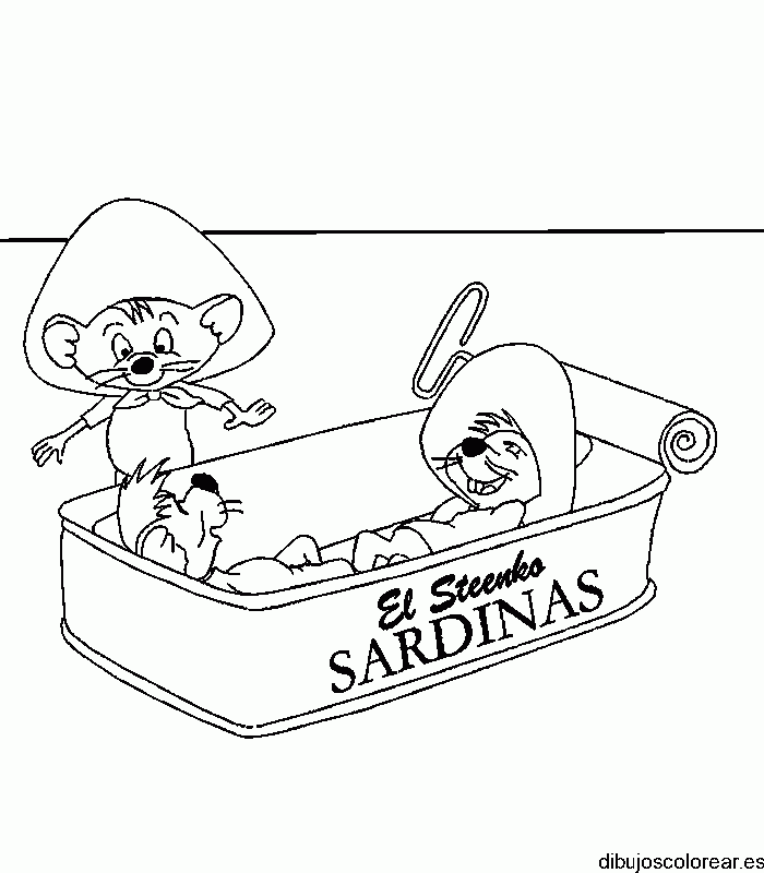 Dibujo de ratones en una lata de sardinas