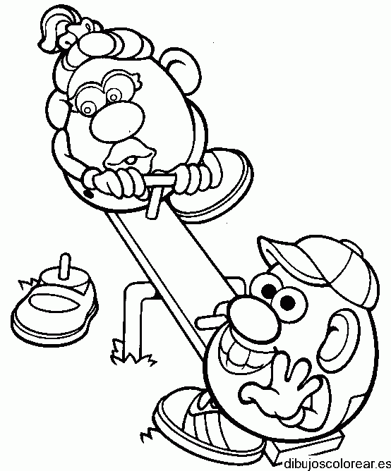 Dibujo del señor cabeza de papa en un subebaja