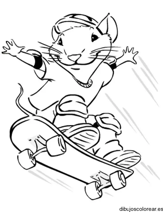 Dibujo de Stuart Little en monopatín