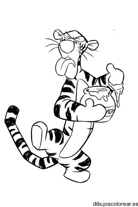 Dibujo de Tigger comiendo miel