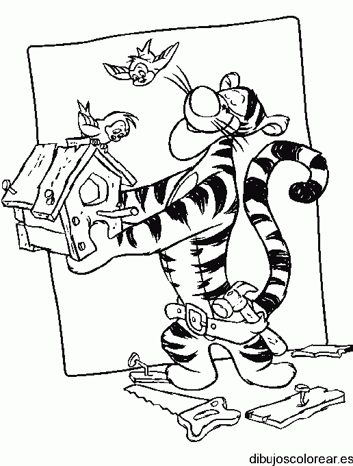 Dibujo de Tigger y aves