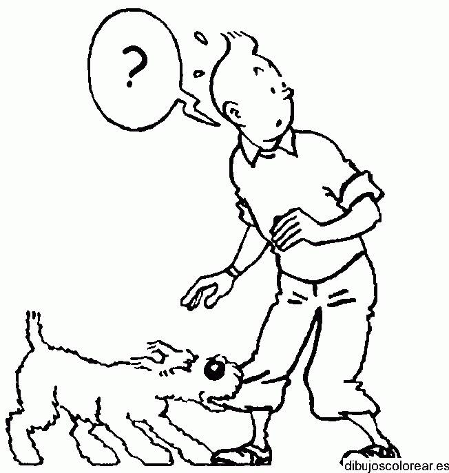 Dibujo de Tin Tin y su perro