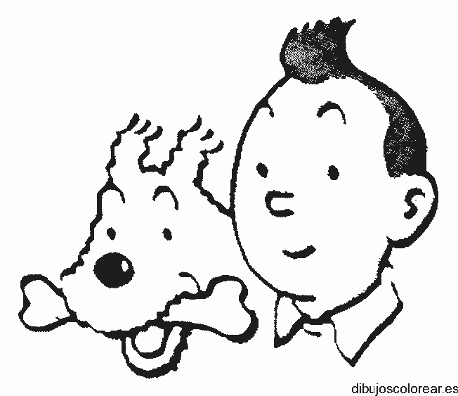 Dibujo de Tin Tin sonriendo