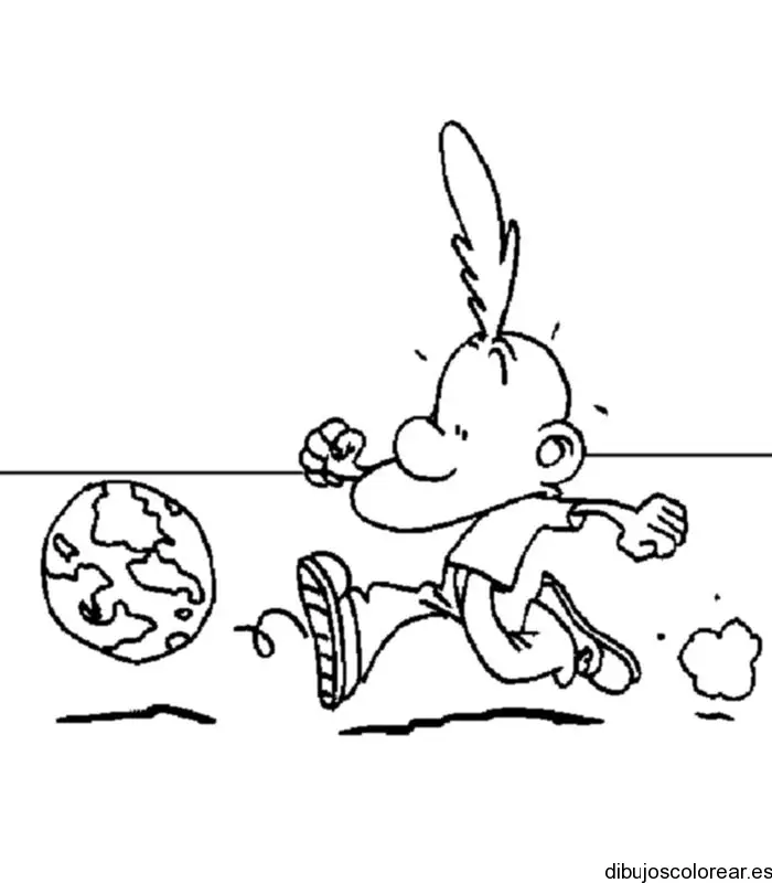 Dibujo de niño jugando pelota