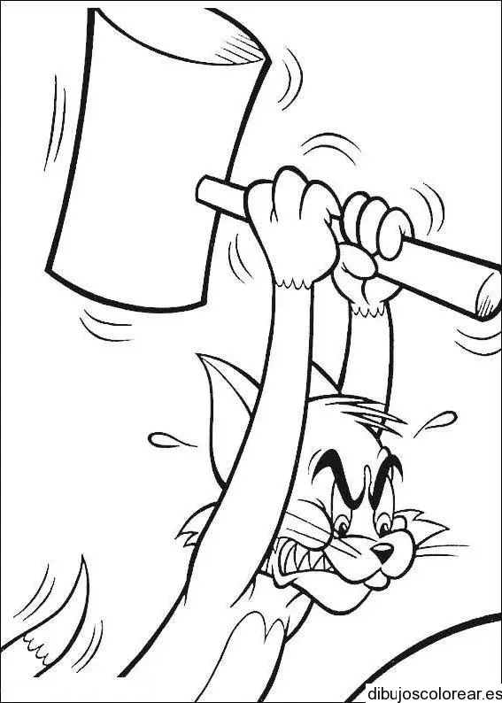 Dibujo de Tom con un martillo