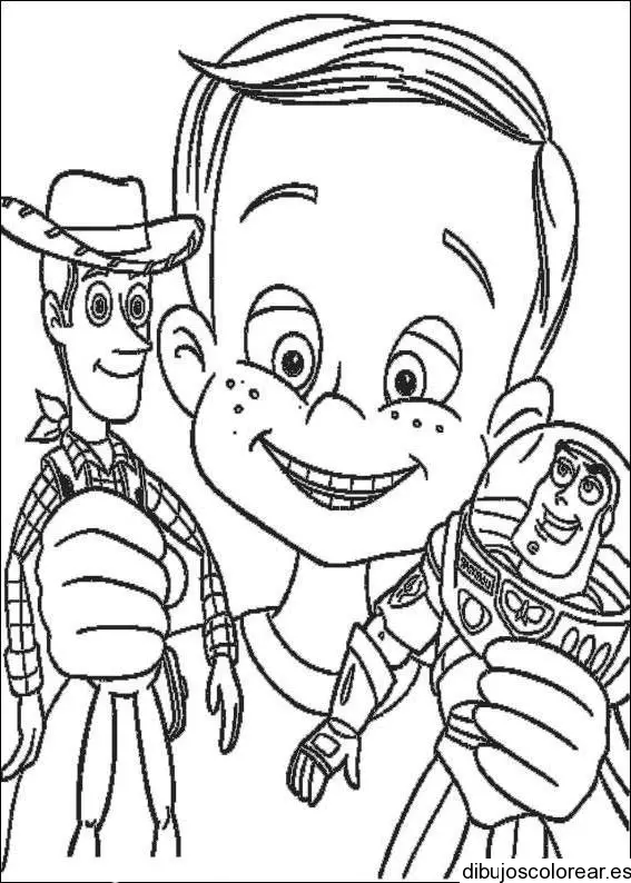 Dibujo de Andy y los muñecos