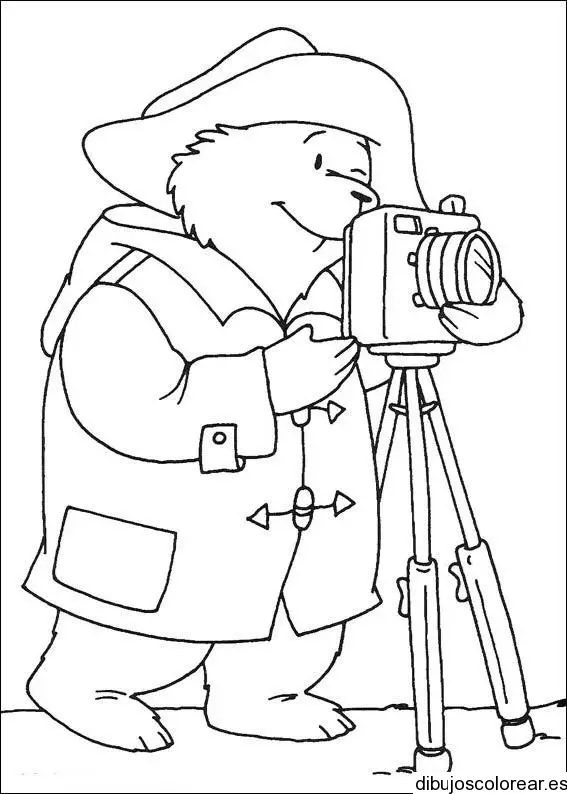 Dibujo de un oso tomando fotos