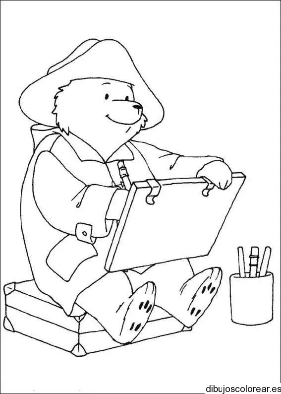 Dibujo de un oso pintando