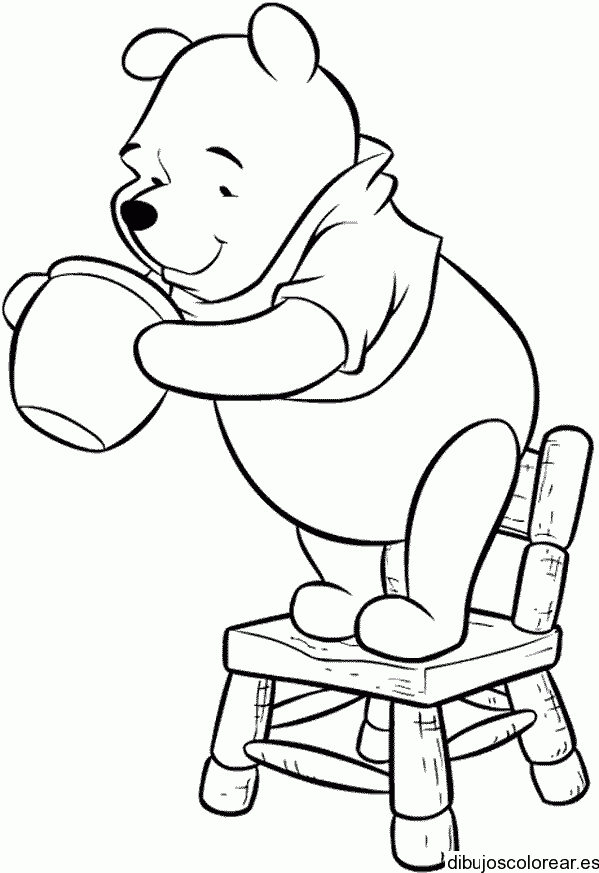 Dibujo de Winnie Poh en una silla
