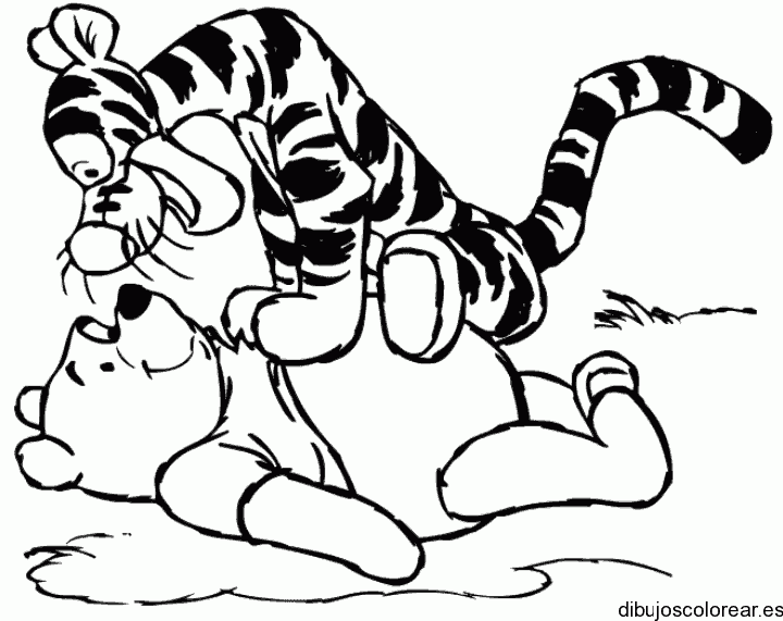 Dibujo de Tigger y Winnie Poh jugando