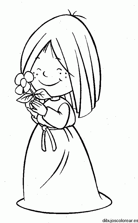 Dibujo de una niñita con flor
