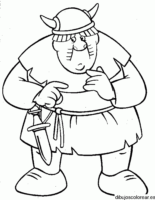 Dibujo de un vikingo asustado