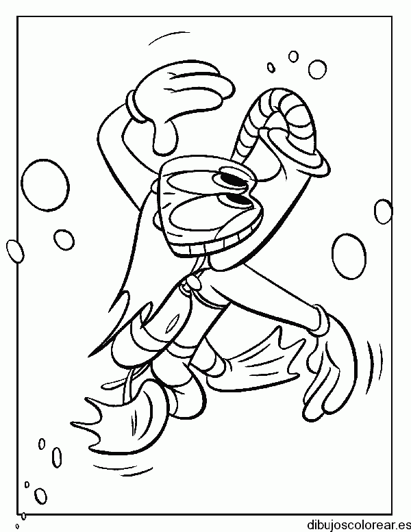 Dibujo del Pájaro Loco buceando