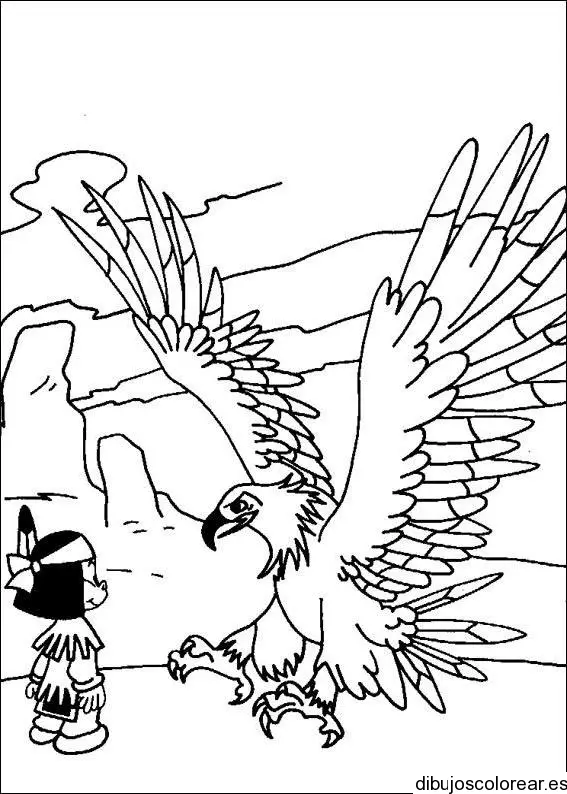 Dibujo de un niño y un águila