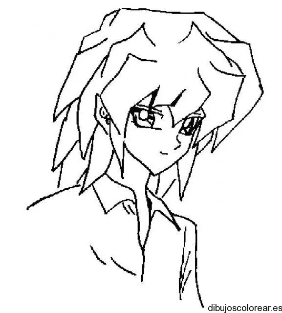 Dibujo de un chico anime pensativo