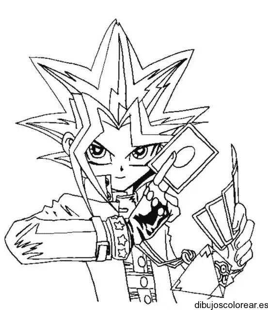 Dibujo anime con una baraja