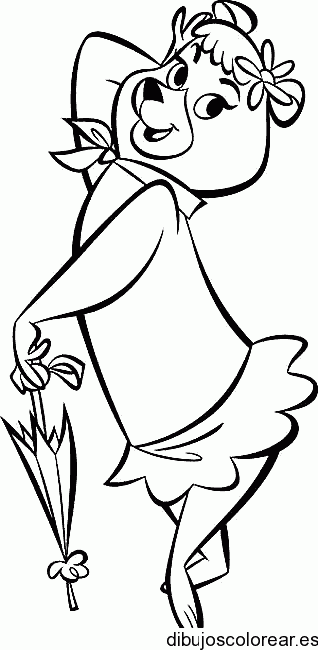 Dibujo de una osa con sombrilla