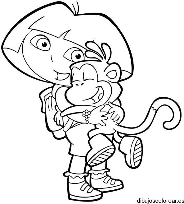 Dibujo de Dora la exploradora y un mono