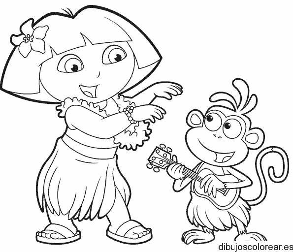 Dibujo de Dora la exploradora en Hawaii