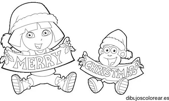 Dibujo de Dora la exploradora feliz navidad